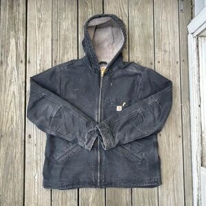 vintage carhartt hooded sherpa lined detroit jacket